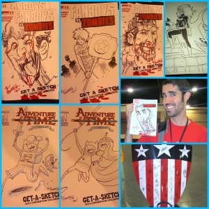 sketches done by theFranchize (and a captain american shield he signed)